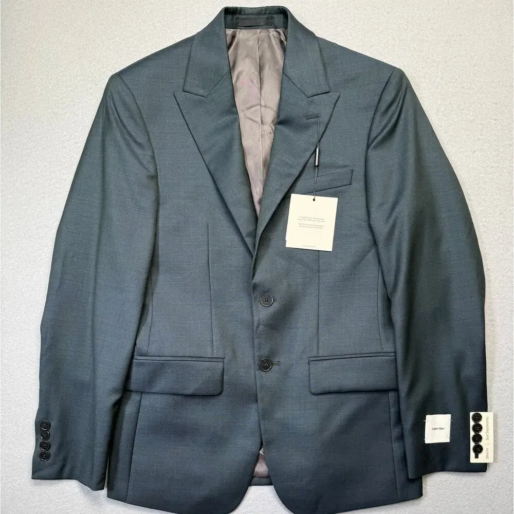 Calvin Klein Men's Slim Fit Wool Blend Suit green 36S 30x30 $650